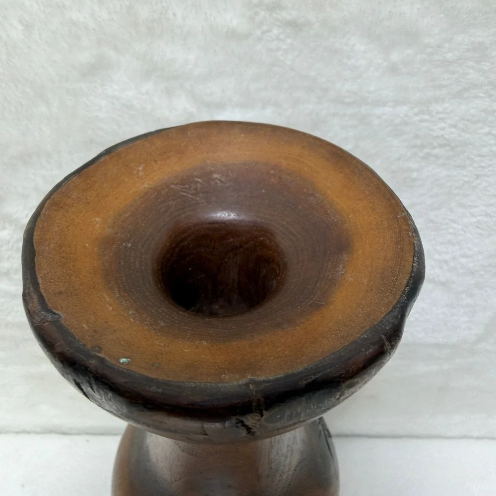 Handcrafted Russian Olive Wood Natual Burl Pattern Vase Rustic Farmhouse Decor